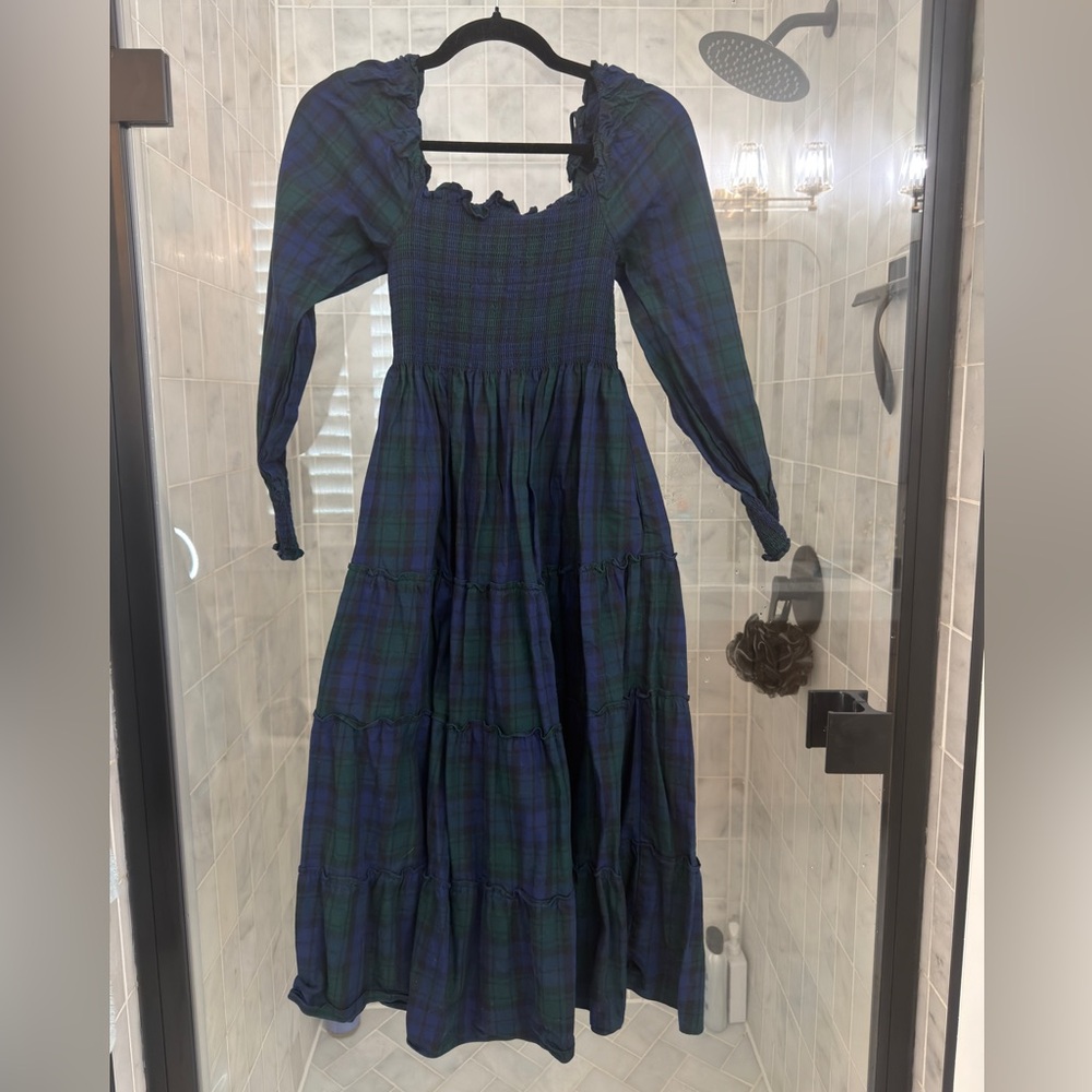Hill House: The Nap Dress: Green and Blue Plaid Long Sleeve Dress